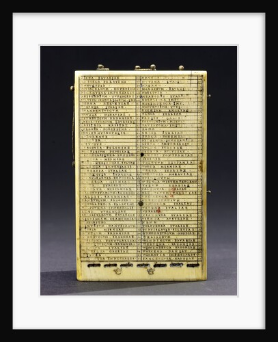 Diptych dial, leaf IIb, table of latitudes by Paul Reinmann