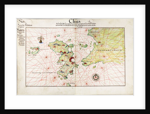 Chart of Chius (Chios, Greece), 1554 by Battista Agnese