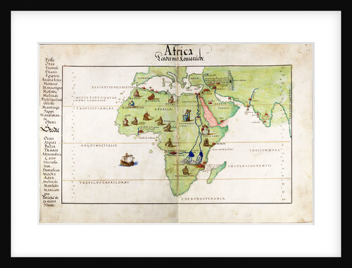 Vellum chart of Africa, India and the Mediterranean by Battista Agnese
