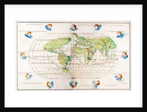 Oval planisphere of the world showing Magellan's track, 1554 by Battista Agnese