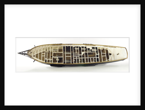 Accommodation model, yacht, overhead view of cabins by unknown