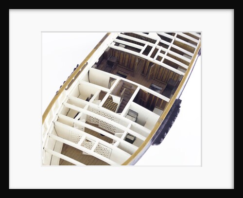 Accommodation model, yacht, overhead detail, forecabins by unknown