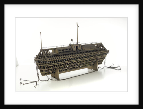 Design model, refuge asylum, with mooring chains by unknown