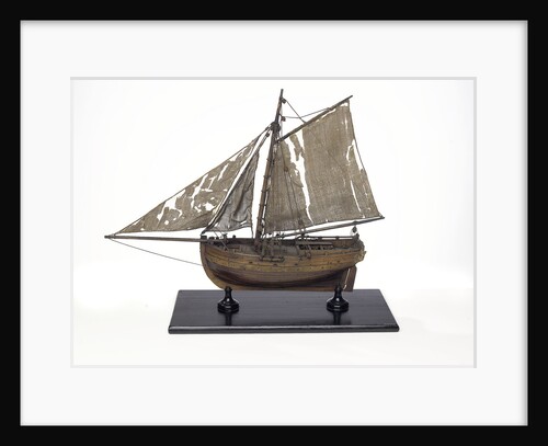 Full hull model, cutter type yacht, port broadside by unknown