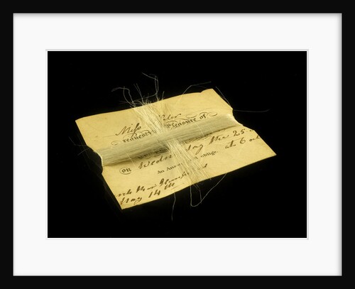 Horsehair wrapped around an invitation card from Miss Slater to Mr Herschel by Unknown