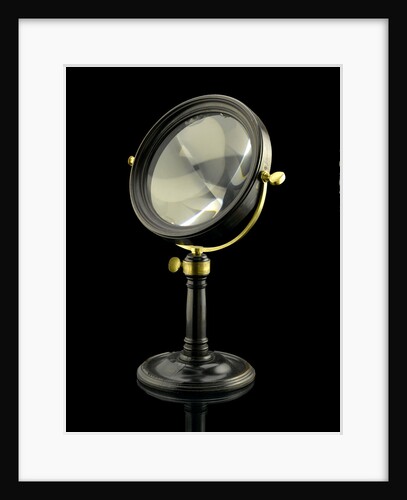 Achromatic convex burning lens by Dollond in a mahogany frame by Dollond