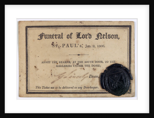 Ticket to Nelson's funeral in St. Paul's Cathedral by unknown