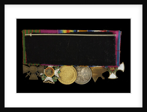 Medals on bar (reverse, right to left): Distinguished Service Order, 1914-15 Star; British War Medal 1914-1918; Victory Medal 1914-1918; Order of Leopold, 4th class (military); Croix de Guerre 1914-1918 by W. Wyon