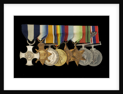 Medals awarded to Cdr J. L. Younghusband DSC (obverse, l to r, MED1228-1235) by Garrard & Co.