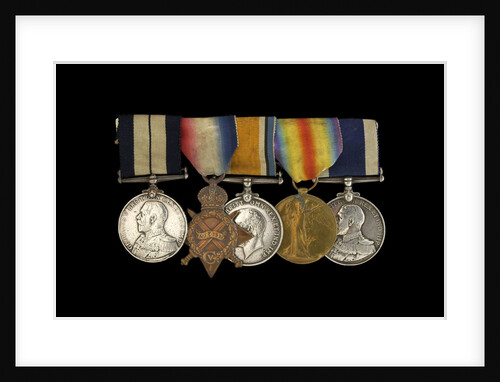 Medals awarded to Petty Officer Cecil Ernest Edgar Miles DSM (obverse, l to r, MED1393-1397) by B. Mackennal