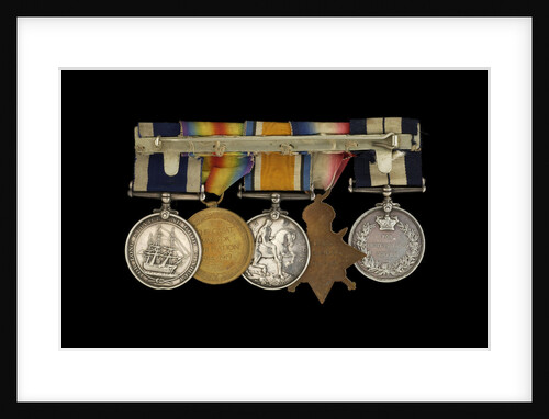Medals awarded to Petty Officer Cecil Ernest Edgar Miles DSM (reverse, r to l, MED1393-1397) by B. Mackennal
