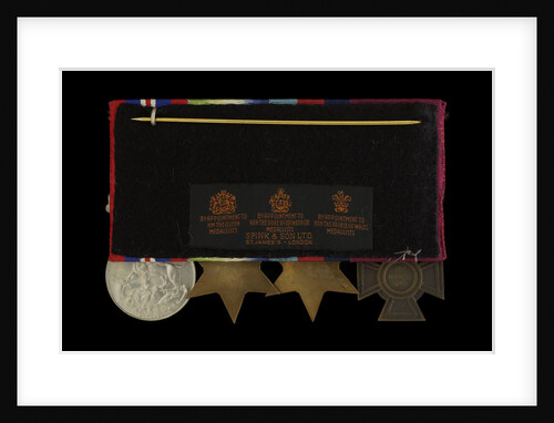 Medals awarded to Able Seaman William A. Savage VC (reverse, r to l, MED2108-2111) by Hancocks & Co