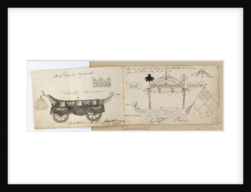 Two views of Nelson's funeral carriage by Thomas Baxter