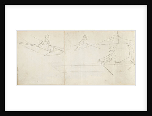A man and a woman in a boat and three studies of figures rowing (verso) by Thomas Baxter