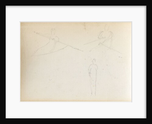 Two sketches of figures rowing and a standing woman, possibly Emma Hamilton (verso) by Thomas Baxter