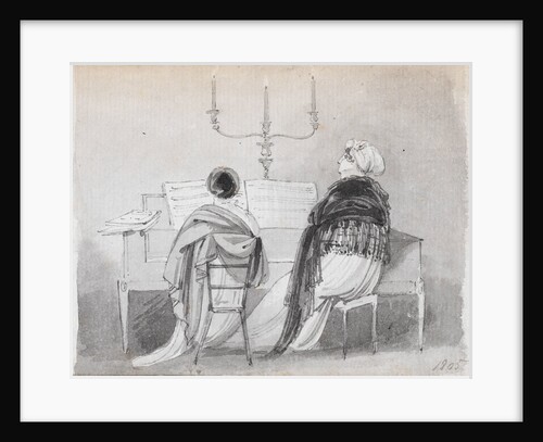 Emma Hamilton and Madame Bianchi seated at a square piano by Thomas Baxter