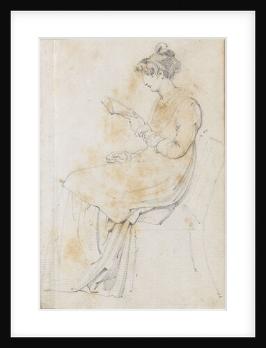 A young woman seated, reading, possibly Charlotte Nelson (recto) by Thomas Baxter