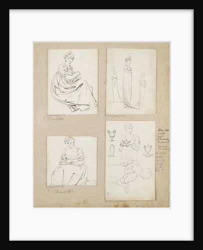 A young woman seated or crouching holding a dog in her lap, possibly Charlotte Nelson by Thomas Baxter