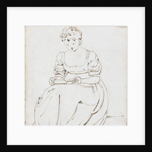 A young woman seated, reading a book, possibly Charlotte Nelson by Thomas Baxter