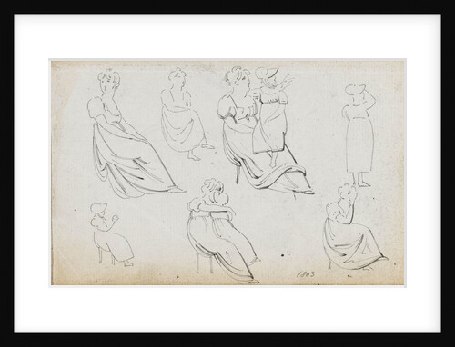 A sheet of figure studies (recto) by Thomas Baxter