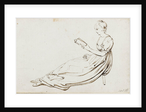 A young woman seated, reading by Thomas Baxter