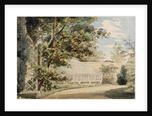 The garden with a glass house at Merton Place by Thomas Baxter
