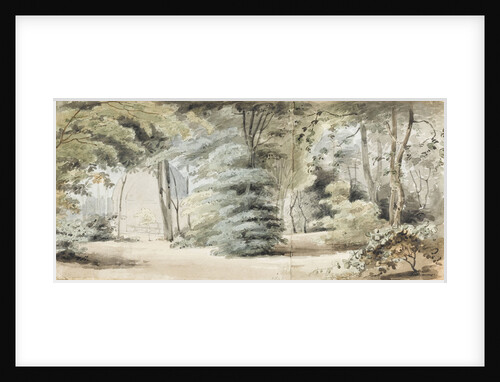 Part of the grounds at Merton with an arbour and trees (recto) by Thomas Baxter