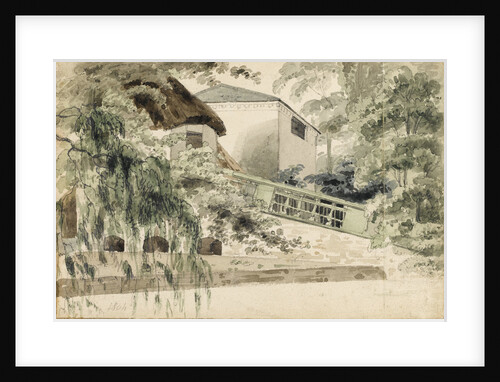 A sloping bridge near buildings by Thomas Baxter