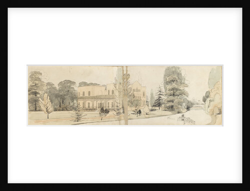A panoramic view showing the east and north elevations of Merton Place (recto) by Thomas Baxter