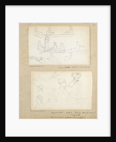 Studies of people in a rowing boat in the river at Merton Place by Thomas Baxter