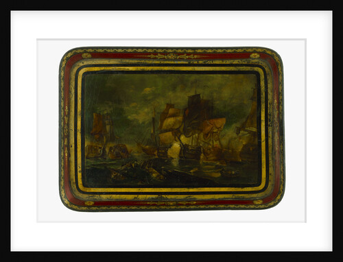 Lacquered papier-maché tray depicting the Battle of Trafalgar, 1805 by Unknown