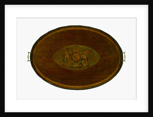 Oval marquetry tray by unknown