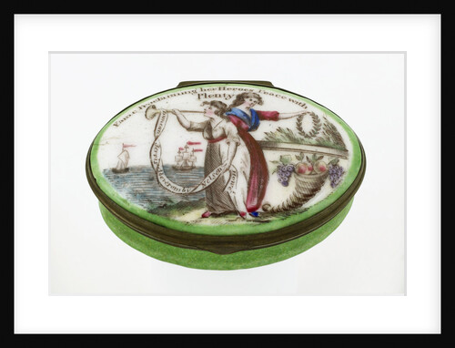 Oval patch box with a mirror inside the lid, commemorating naval heroes of the French Revolutionary War. by unknown
