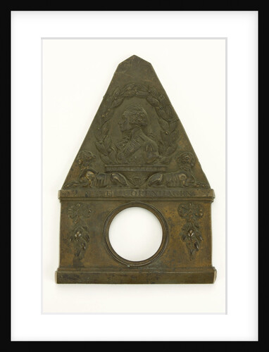 Brass watch stand in the form of a monument commemorating Vice-Admiral Horatio Nelson (1758-1805) and his victories at  the Nile, Copenhagen and Trafalgar by unknown