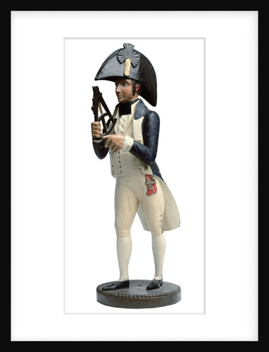 Wooden figure holding a wooden octant, the trade sign of an optical instrument maker by unknown