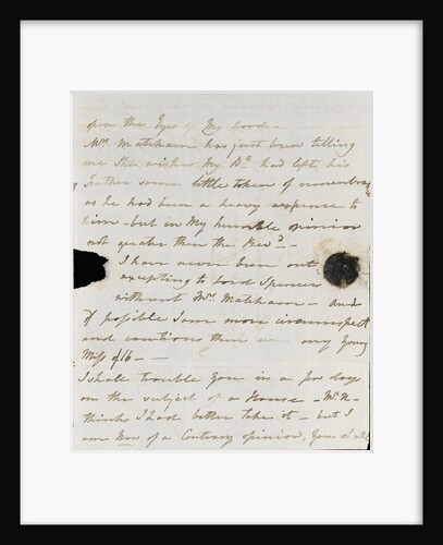 Letter from Lady Nelson to Alexander Davison, page three by Lady Frances Nelson
