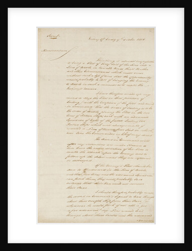 Nelson's secret memorandum, front page by Horatio Nelson