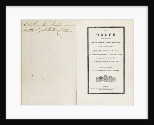 Complete order of ceremony of the funeral procession of Lord Nelson, 8 and 9 Jan 1806 by Unknown