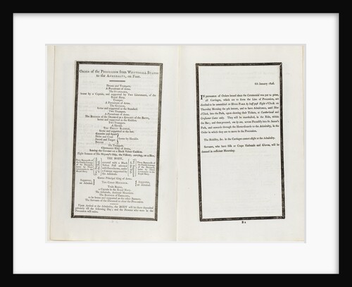 Complete order of ceremony of the funeral procession of Lord Nelson, 8 and 9 Jan 1806 by unknown
