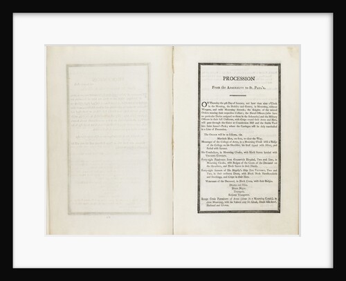 Complete order of ceremony of the funeral procession of Lord Nelson, 8 and 9 Jan 1806 by unknown