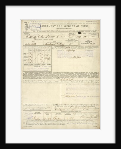 1891 crew list for 'Cutty Sark' (1869) by unknown