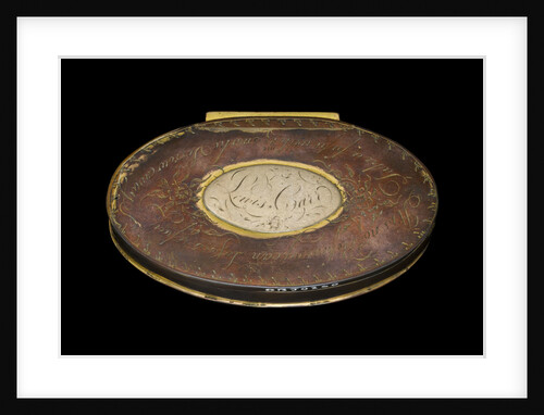 A tobacco box in copper, originally gilt,  engraved with roses by unknown