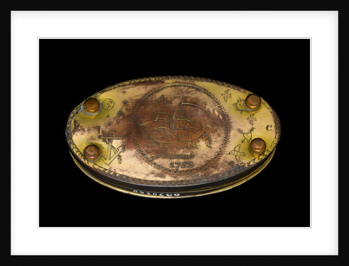 A tobacco box in copper, originally gilt, engraved with roses by unknown