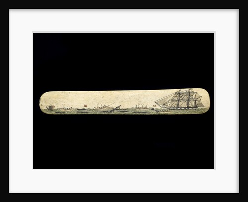 A scrimshaw staybusk made of whalebone by unknown