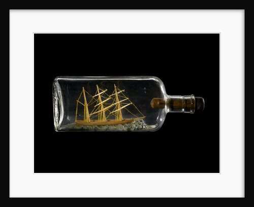 A spirit bottle containing a demonstration model of a three-masted barque by Robert Orr