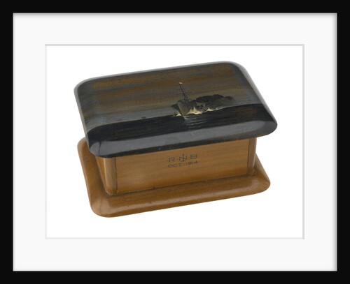 Wooden box lined with grey silk by Royal Naval Brigade personnel