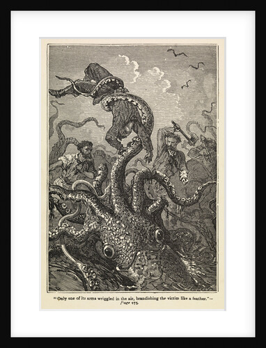 Illustration of giant squid attack from 'Twenty Thousand Leagues Under The Sea' by Alphonse-Marie-Adolphe de Neuville