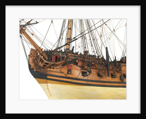 Ship of 60 guns, figurehead, anchors and cannons detail by unknown