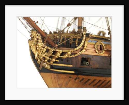 Ship of 50 guns, bow and figurehead detail by Unknown