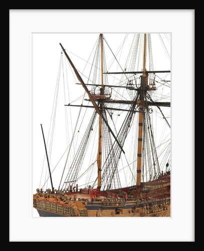 Ship of 24 guns, mizzen mast and stern carving detail by unknown